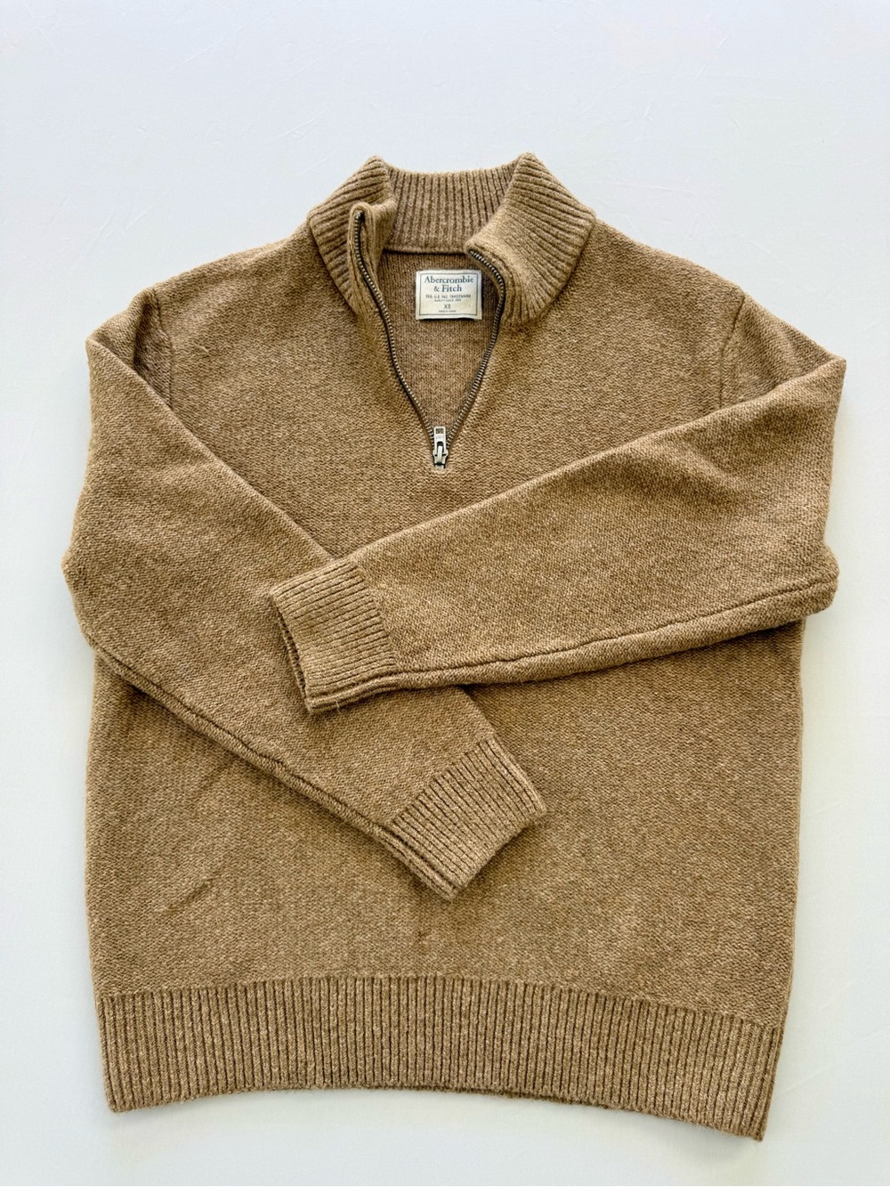 Abercrombie & Fitch Men's Zip Mockneck Sweater - Camel Brown